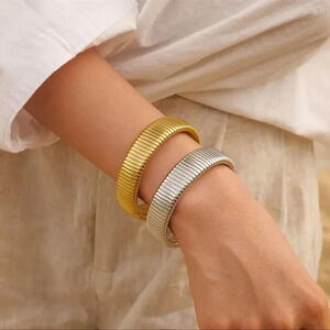 Anthropologie Stainless Steel Waterproof Tarnish Snake Chain Bracelet